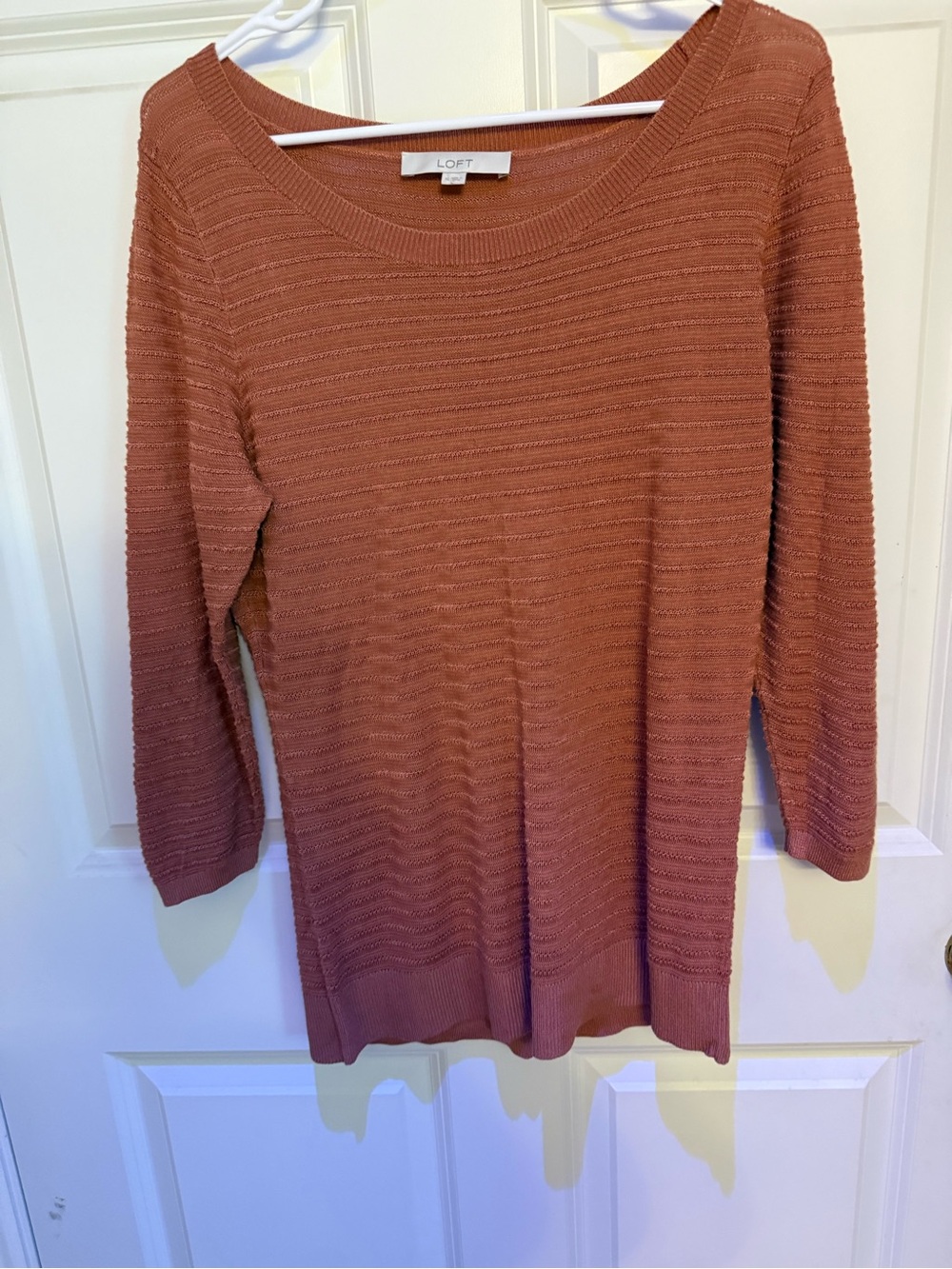 LOFT Scoop Neck Knit Sweater in Rust
